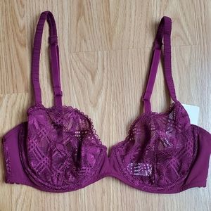NWT Simone Perele Victoire unlined lace underwire balconette purple romantic